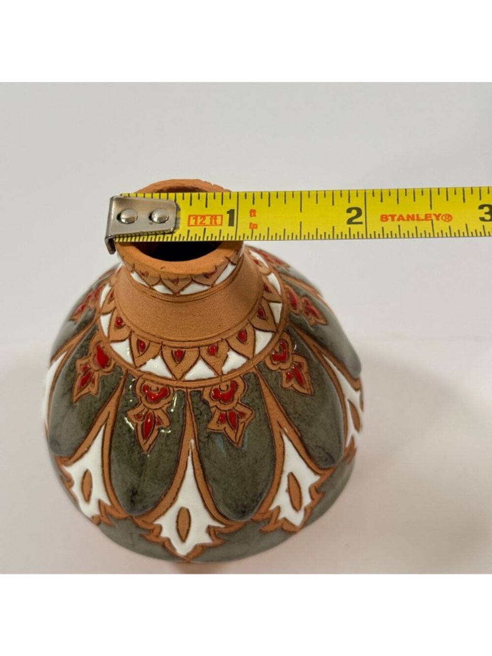 Vintage Bonis Pottery Greece Handmade Enamel Terracotta Clay Flower Vase - Picture 4 of 10